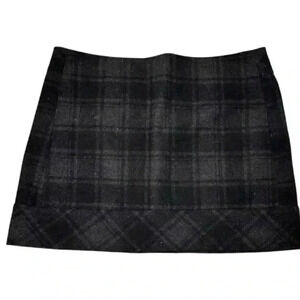 WILLI SMITH size 12 Gray/Black PLAID mod trendy fall winter wool mini skirt EUC